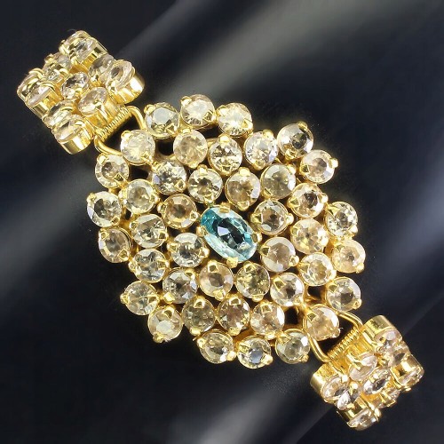 Bransoletka natural szampańskie cyrkony niebieski