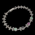 925 Bransoletka markazyty szmaragdy rubiny szafir