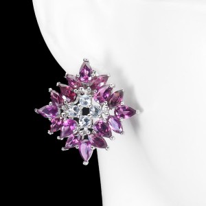 5 Kolczyki natural akwamaryny granaty srebrne 925