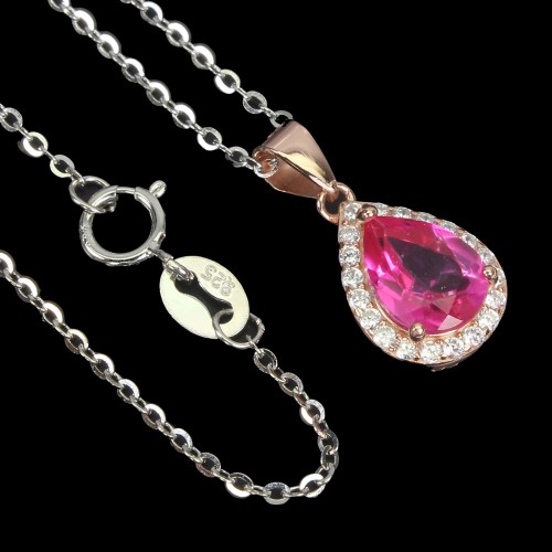 925 Delikatny naszyjnik naturalny różowy topaz