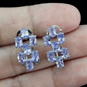 5 925 Srebrne delikatne kolczyki natural tanzanity