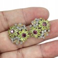 Kolczyki naturalne oliwiny granaty szafiry kwiat 5