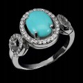 925 Srebrny piękny pierścionek turkus r 12.5