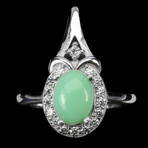 Pierścionek naturalny chryzopraz srebrny r 20