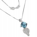 Naszyjnik delikatny London Blue topaz cyrkonie 925