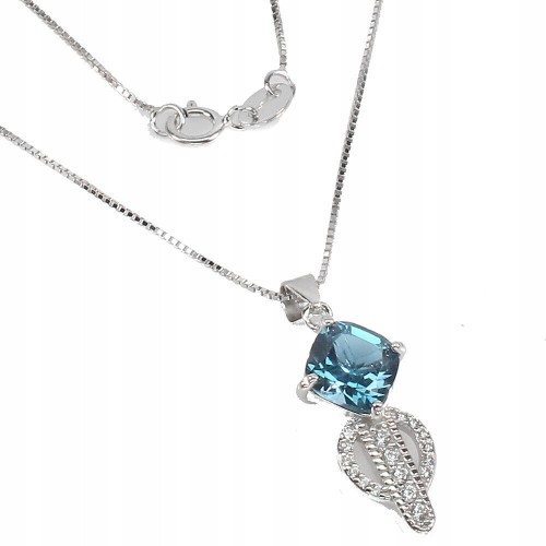 Naszyjnik delikatny London Blue topaz cyrkonie 925