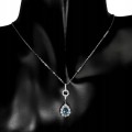 Naszyjnik delikatny cyrkonie 925 Swiss Blue topaz