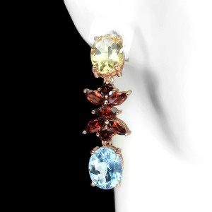 Kolczyki natural granaty cytryny topazy sky blue 5