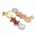Kolczyki natural granaty cytryny topazy sky blue 5