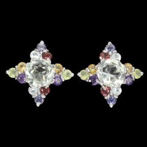 925 Kolczyki granaty zielone ametysty cytryny 5