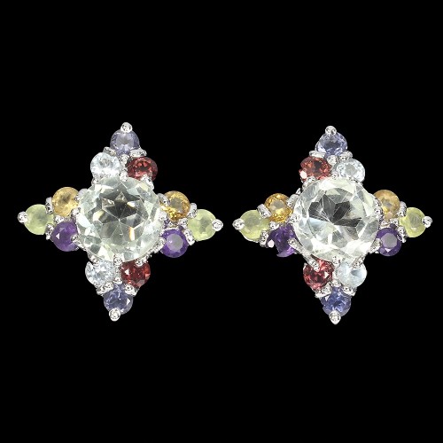 925 Kolczyki granaty zielone ametysty cytryny 5