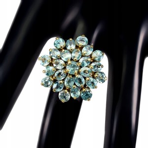 Srebrny 925 pierścionek niebieskie cyrkony r 15