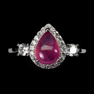 Srebrny pierścionek naturalny rubin r 14 delikatny