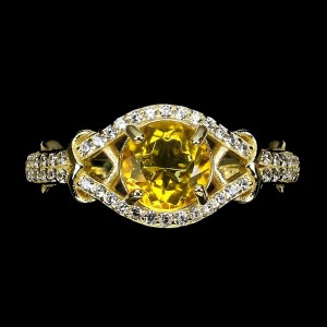 Pierścionek delikatny naturalny żółty topaz r 12