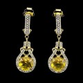 925 Kolczyki srebrne naturalne żółte topazy 5