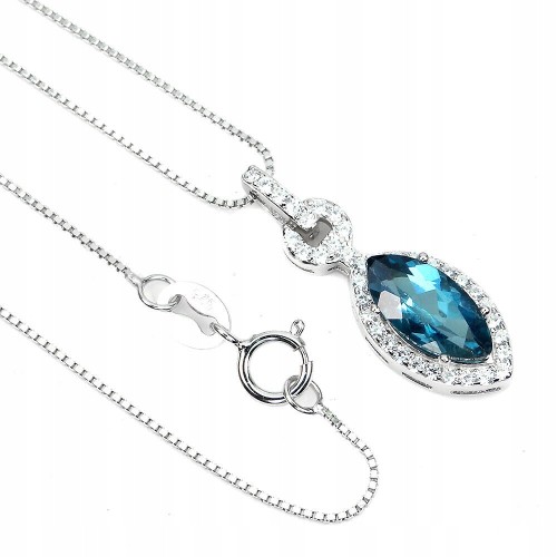 Delikatny naszyjnik London Blue topaz piękny 925
