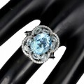 925 Pierścionek sky blue topaz białe topazy r 13