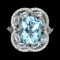 925 Pierścionek sky blue topaz białe topazy r 13