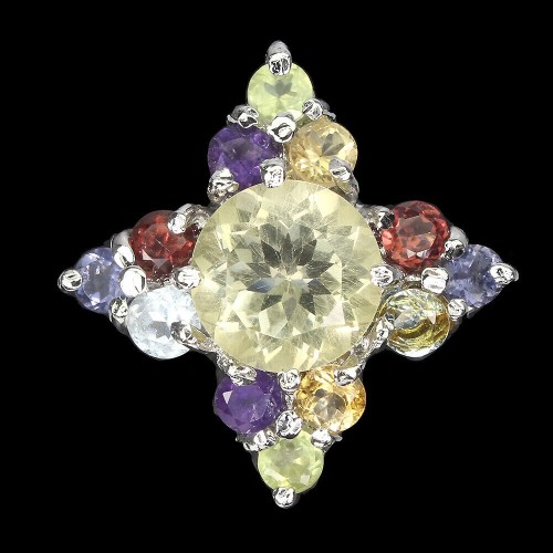 Pierścionek lemon kwarc ametysty granaty r 16.5