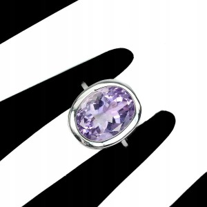 Piękny pierścionek naturalny ametyst srebro r 15