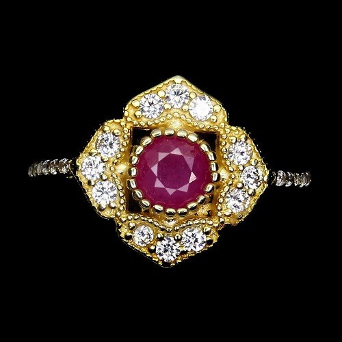 Delikatny srebrny pierścionek r 15 naturalny rubin