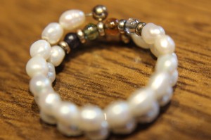 Pierścionek srebrny perły topaz kwarc granat r19