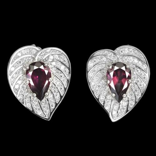 925 Kolczyki naturalne granaty rodolity serce 5