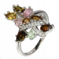 Pierścionek naturalne turmaliny r 17 piękny srebro