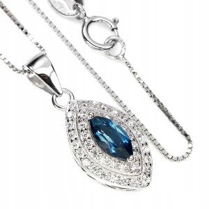 Piękny delikatny naszyjnik London Blue topaz 925