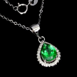 Srebrny naszyjnik cyrkonie topaz zielony naturalny