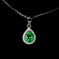 Srebrny naszyjnik cyrkonie topaz zielony naturalny