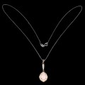 Srebrny naszyjnik natural różowy opal cyrkonie 925