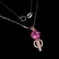 925 Naszyjnik naturalny różowy topaz cyrkonie