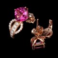 Srebrne kolczyki natural różowe topazy cyrkonie 3