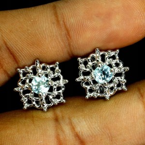 Srebrne delikatne kolczyki naturalne topazy sky 3