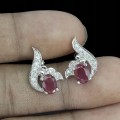 3 Delikatne kolczyki naturalne rubiny cyrkonie 925