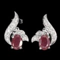 3 Delikatne kolczyki naturalne rubiny cyrkonie 925