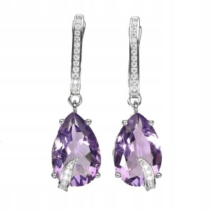 925 Piękne srebrne kolczyki ametysty naturalne 3