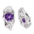 Kolczyki delikatne 3 naturalne ametysty cyrkonie