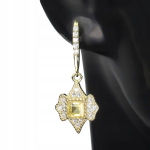 925 Delikatne kolczyki szafiry żółte cyrkonie 3