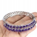 Srebrna bransoletka elegancka naturalne ametysty