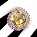 925 Pierścionek natural 27.87ct cytryn granat r 16