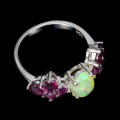 Pierścionek natural opal ognisty granaty r 14.5