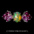 Pierścionek natural opal ognisty granaty r 14.5