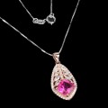 Naszyjnik naturalny różowy topaz cyrkonie 925