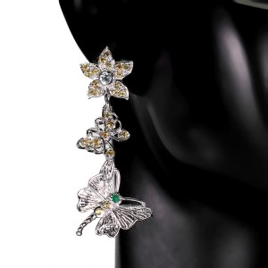 Kolczyki motyl szafiry Songea szmaragd akwamaryn 3