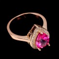 Srebrny pierścionek różowy topaz cyrkonie r 13.5