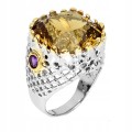 925 Pierścionek natural 16ct cytryn ametysty r 13