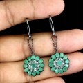 925 Srebrne kolczyki szmaragdy naturalne kwiat 3