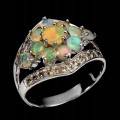 Srebrny 925 pierścionek r 16.5 naturalne opale ogniste szafiry Songea